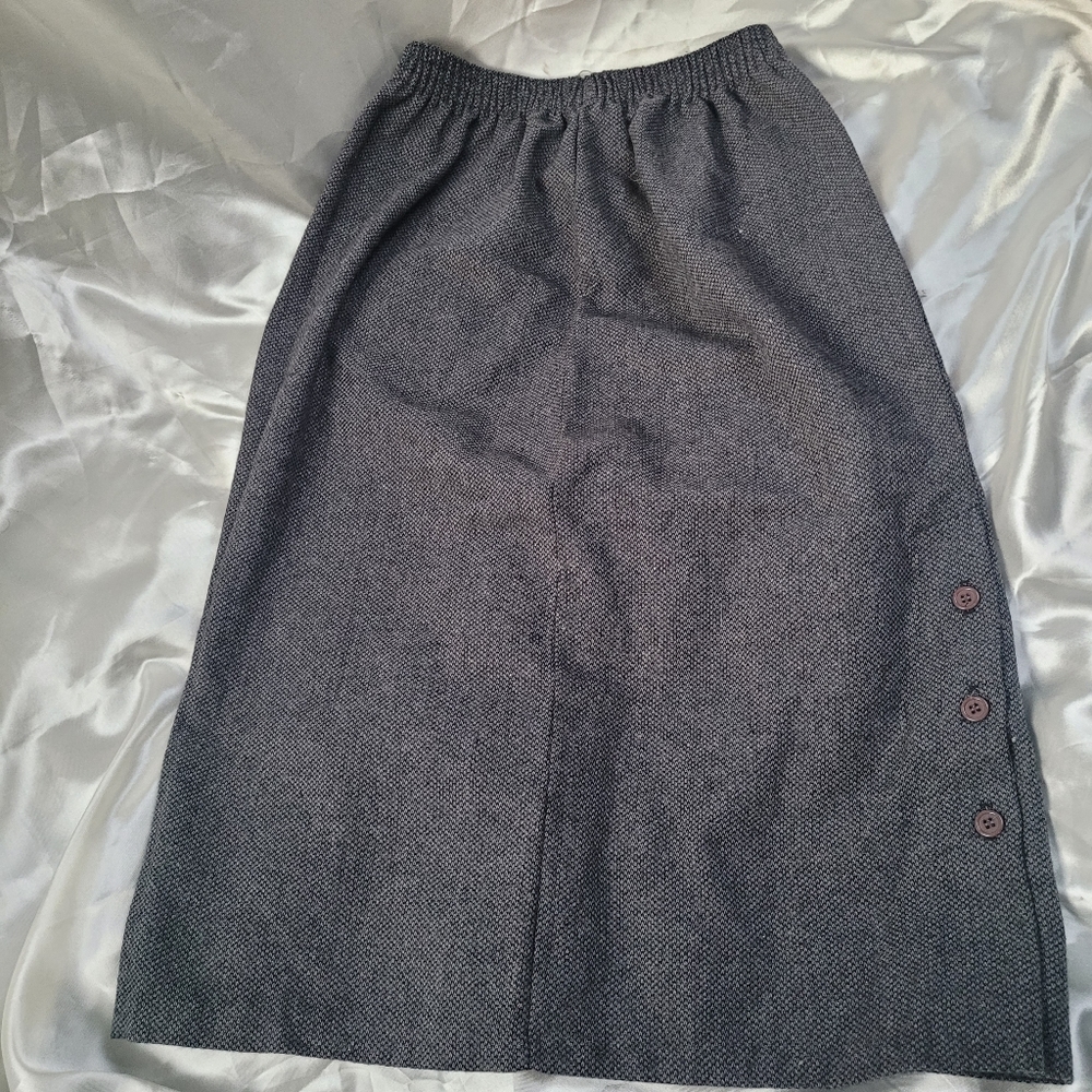 Vintage 80s 1980s Wool Punk Academia Aesthetic Staight Medi Skirt
